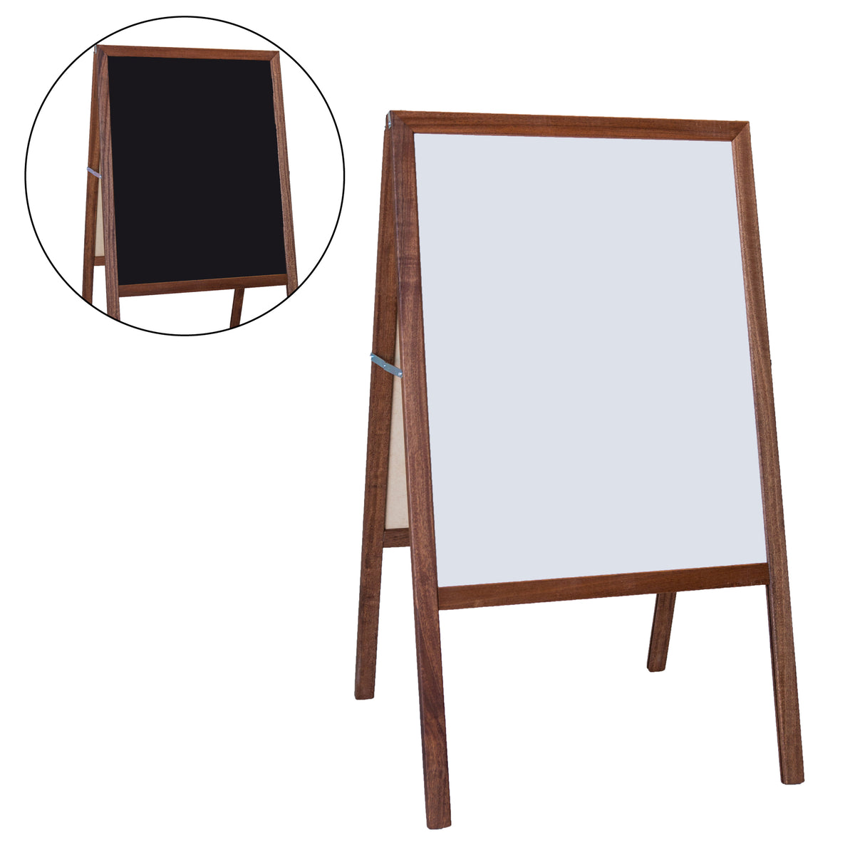 Flipside Stained White Dry Erase/Black Chalkboard Marquee Easel, 42"H x 24"W