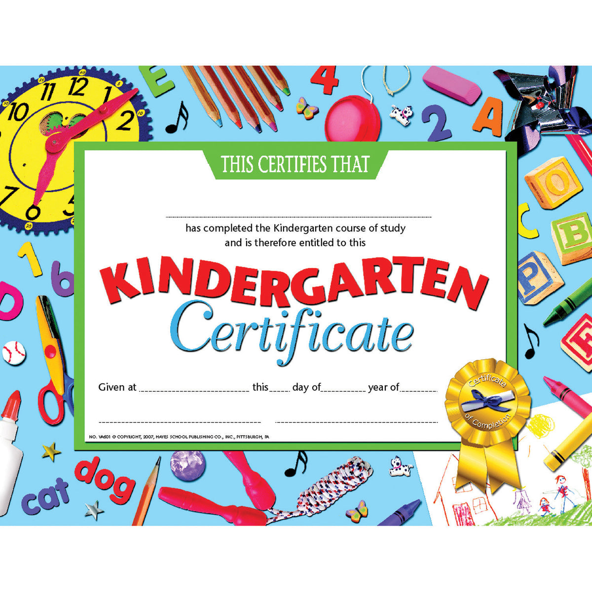 Hayes School Publishing Kindergarten Certificate 1