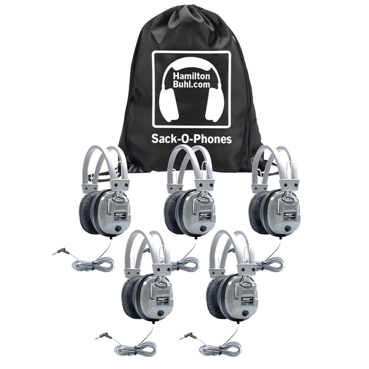 Hamilton Buhl Sack-O-Phones, 5 SC7V Deluxe Headphones with Volume Control in a Carry Bag