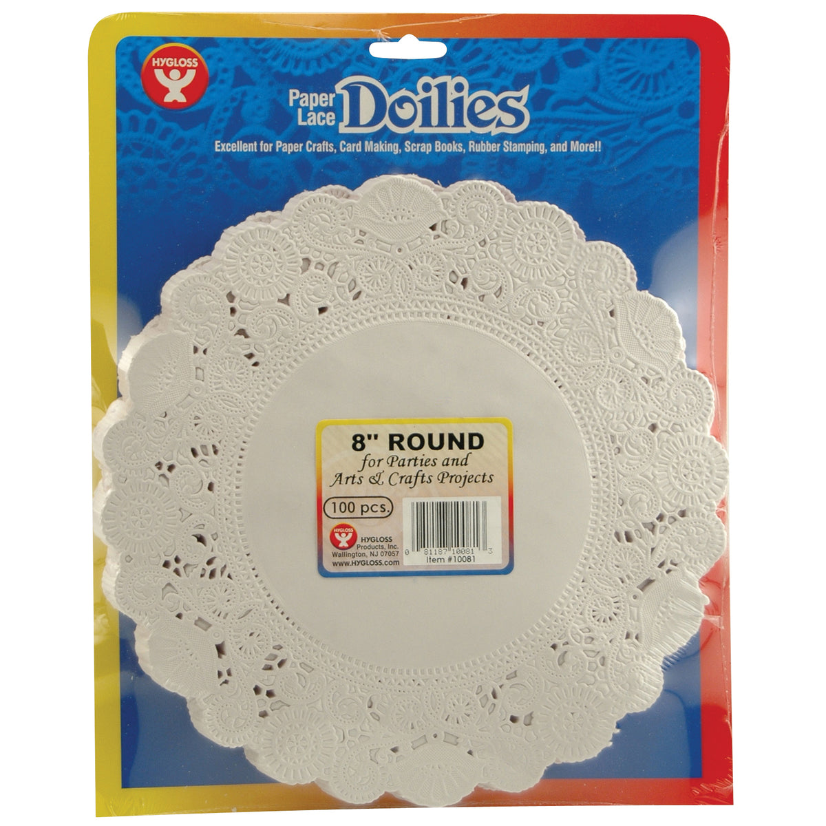 Hygloss Products Round Paper Lace Doilies, 8" White
