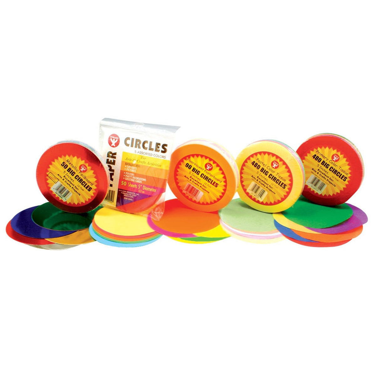 Hygloss Products 5" Tissue Paper Circles, Primary