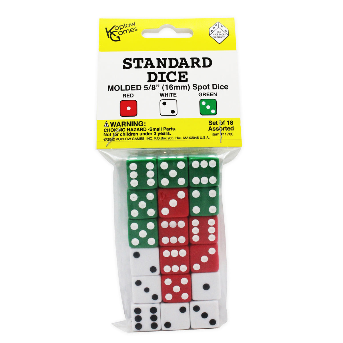 Koplow Games Dot Dice 6 Each Of Red White & Green