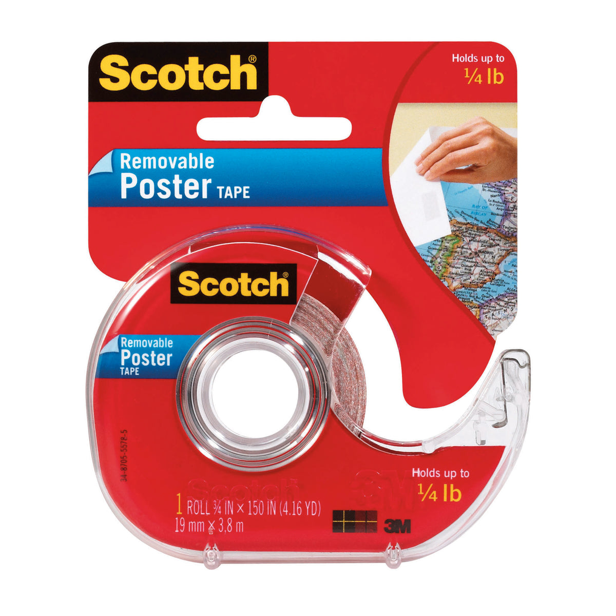3M Tape Poster Removable 3/4 x 150 Clear
