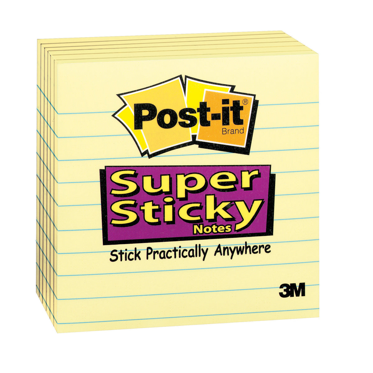3M Post-It Super Sticky Notes 4X4 6Pk Lined