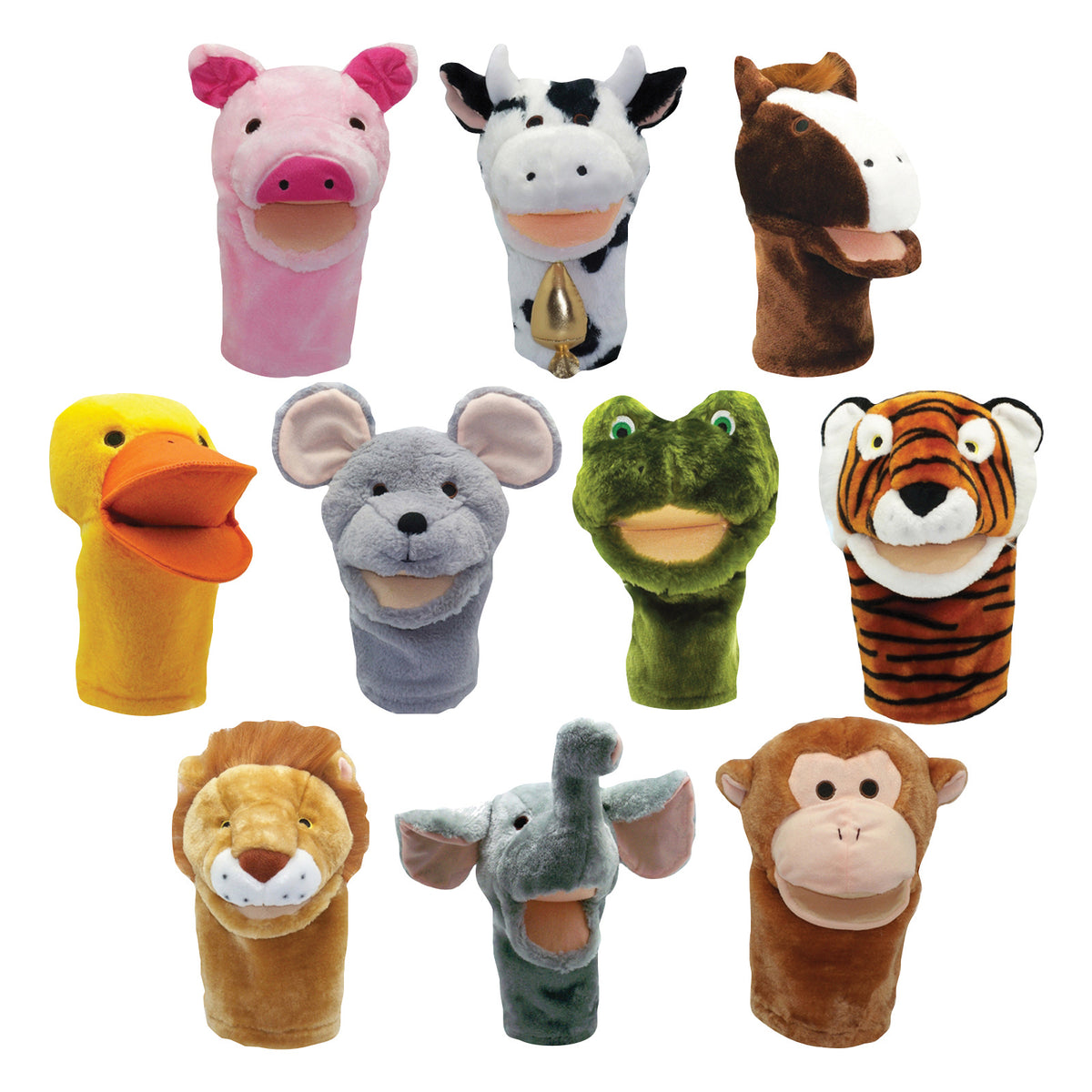 Get Ready Kids Plushpups Animal Hand Puppets, Set of 10