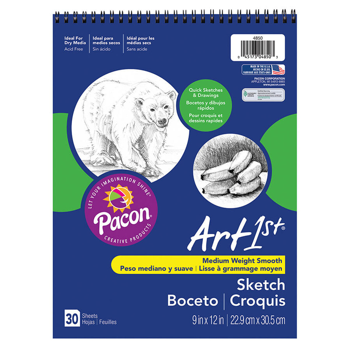 Pacon Art1st Sketch Book 9 x 12 30 Sheets White