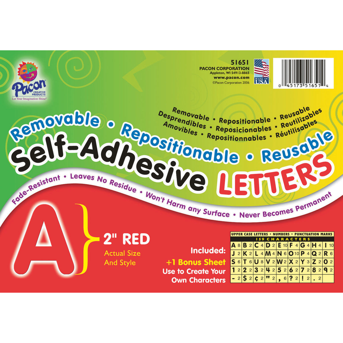 Pacon Self-Adhesive Letters, 2" Red