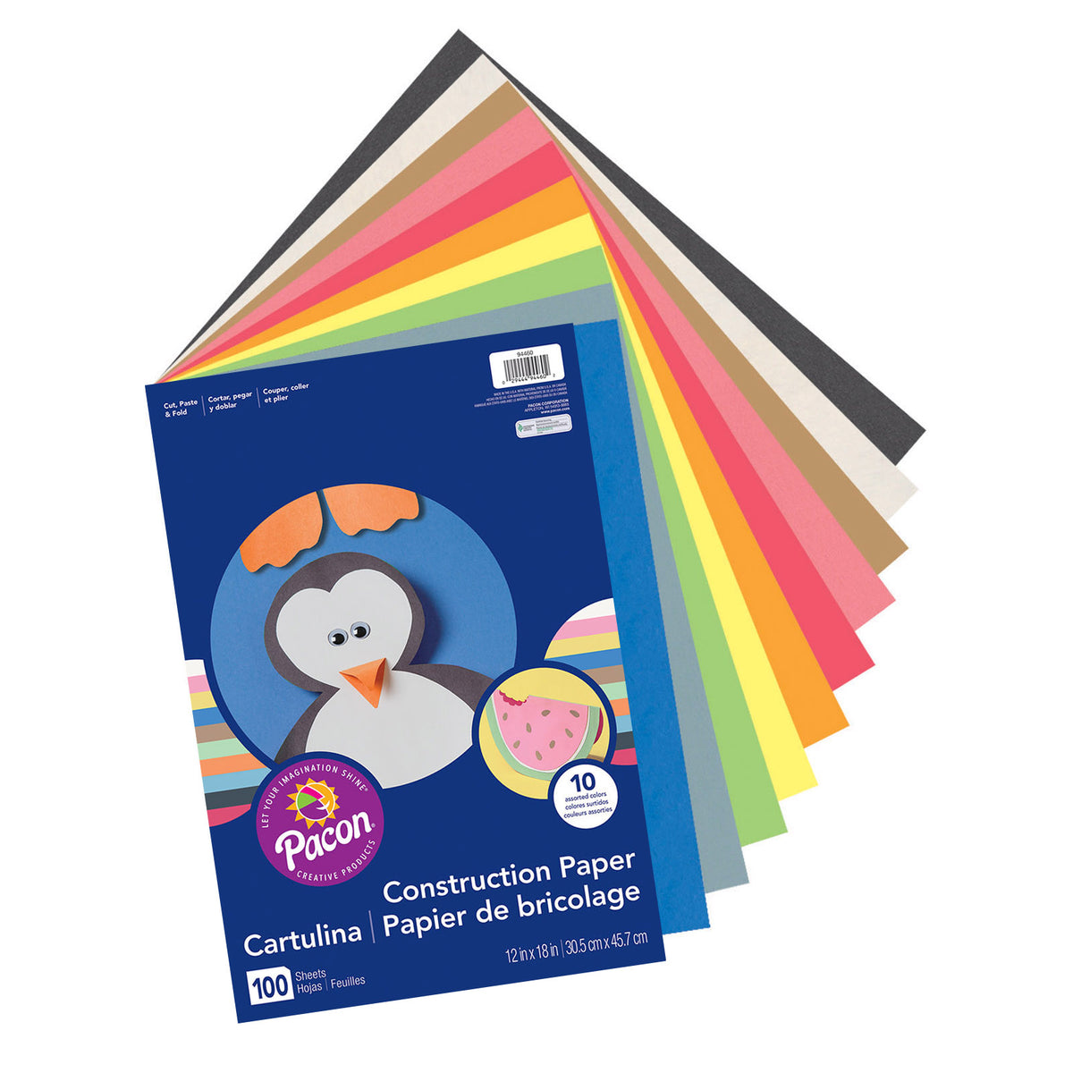Pacon Rainbow® Super Value Construction Paper Assortments, 12" x 18"