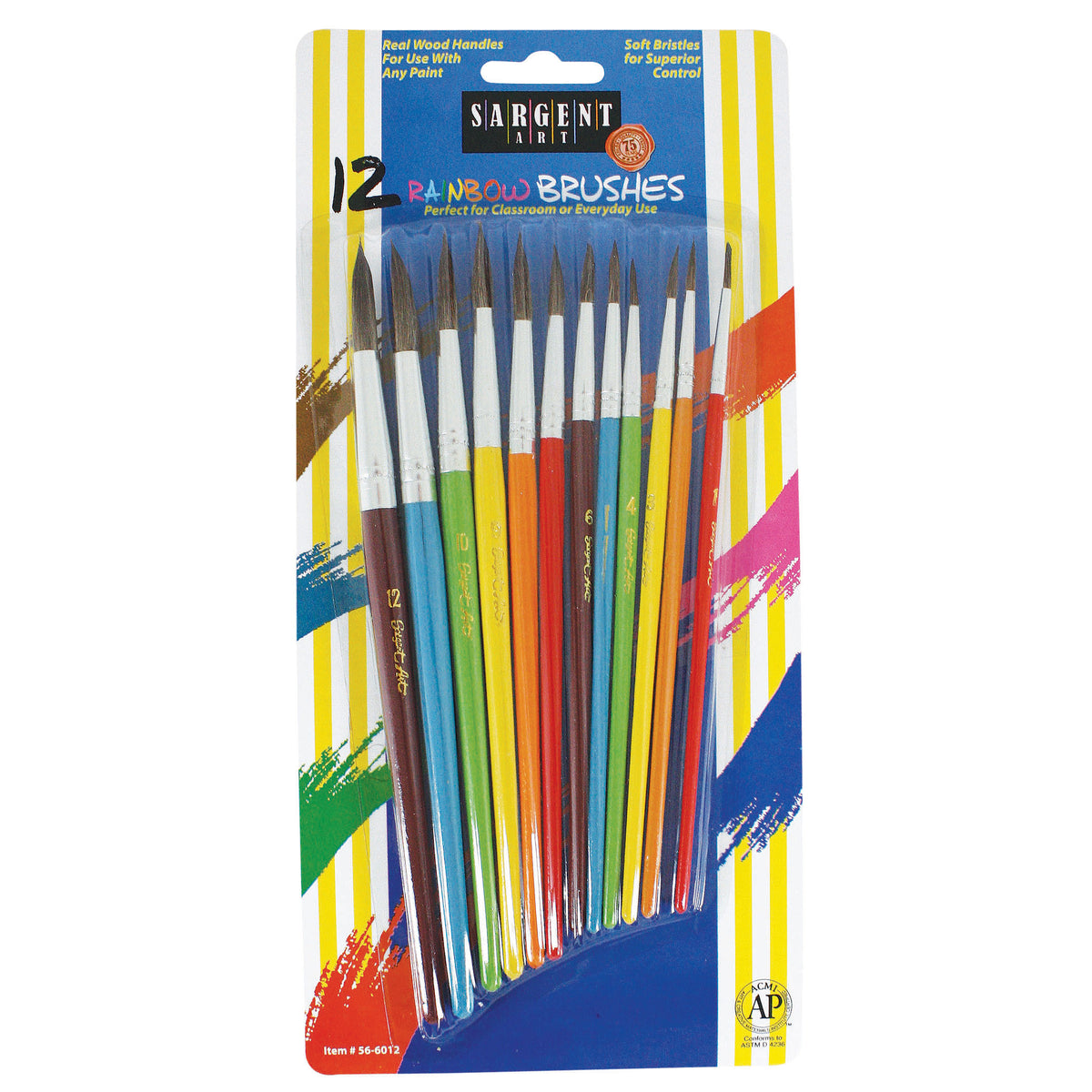 Sargent Art® 12 Count Natural Hair Rainbow Brush Assortment (discontinued)