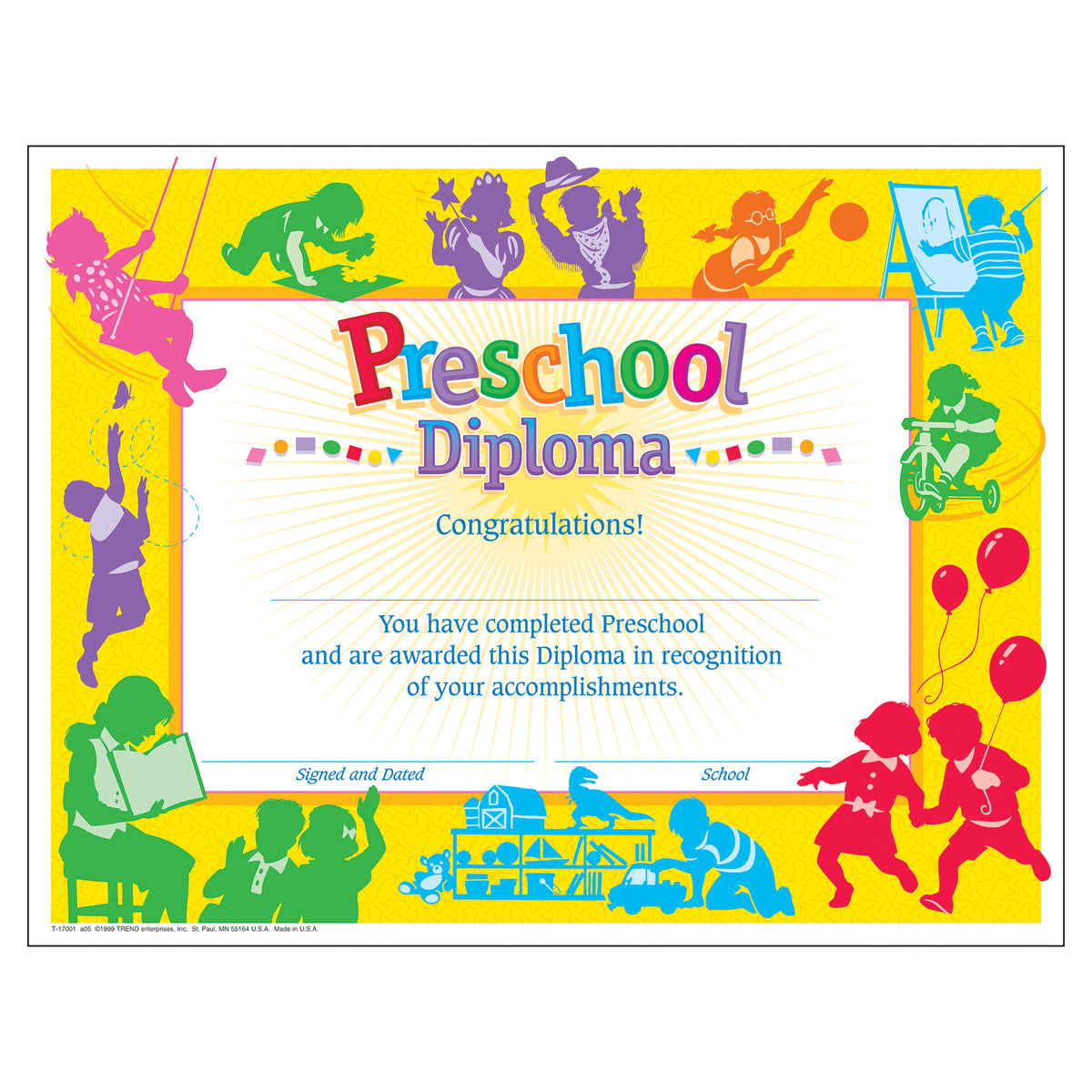 Trend Enterprises Classic Preschool Diploma, PK-K Certificates & Diplomas