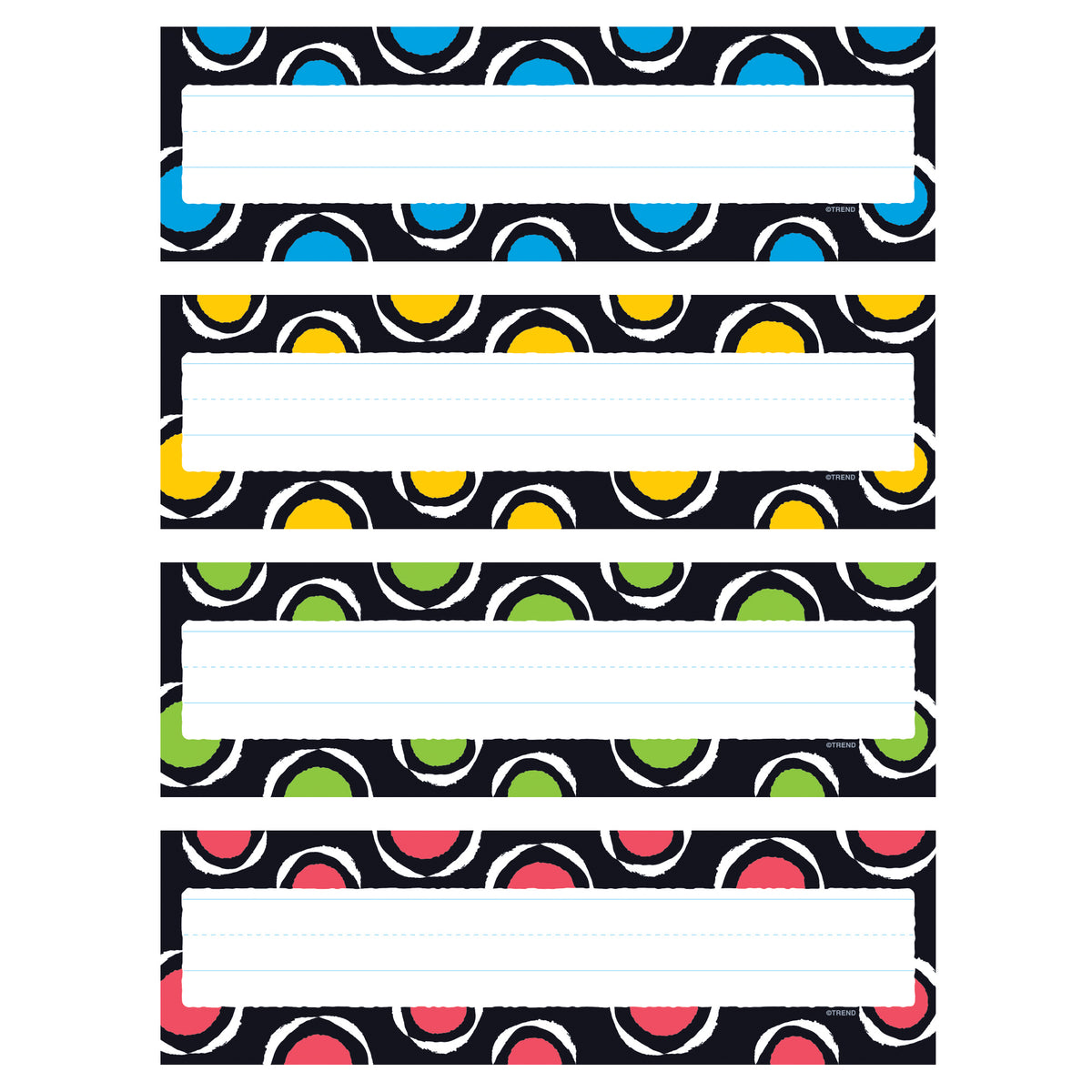 Trend Enterprises Bold Strokes Circles Desk Toppers® Name Plates Variety Pack