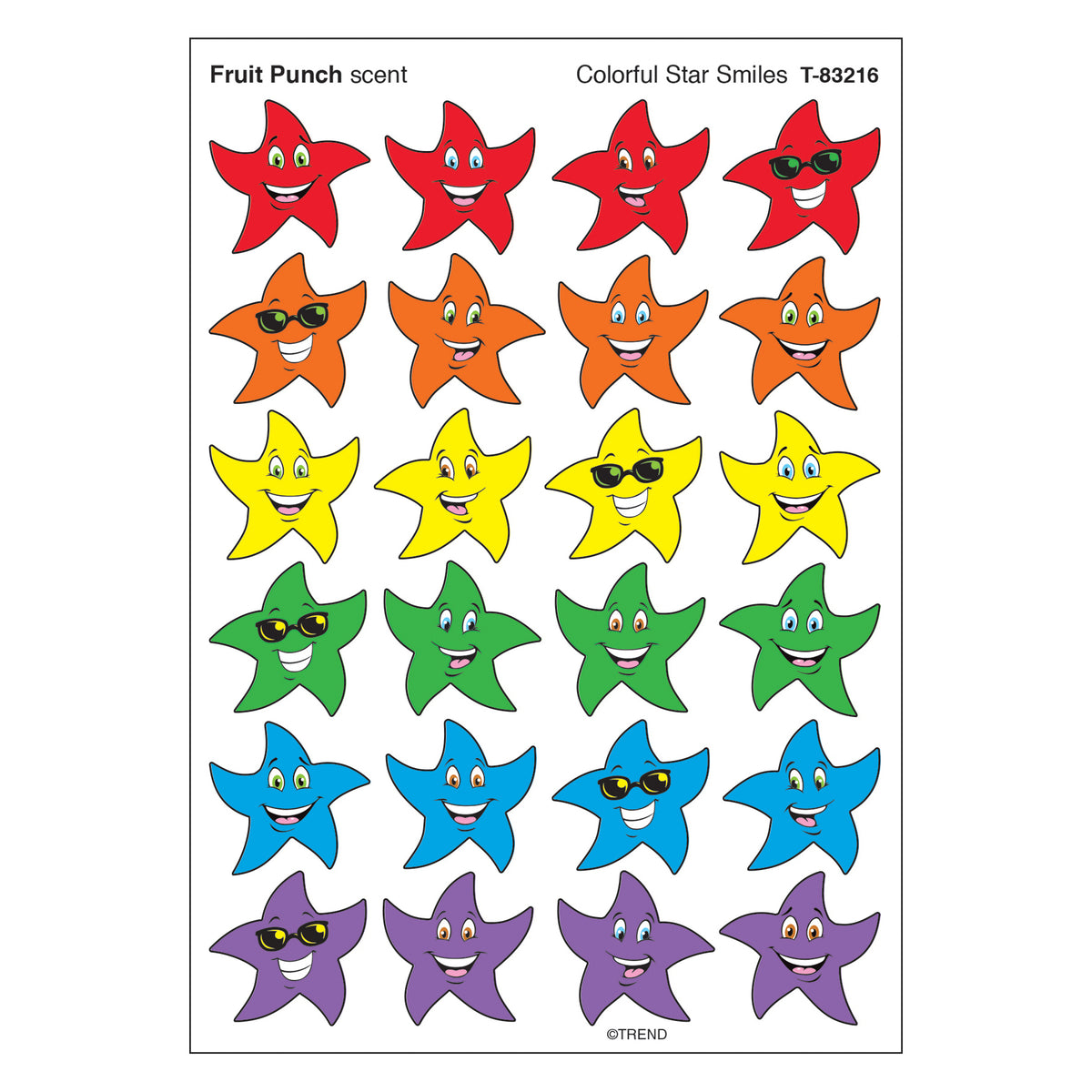Trend Enterprises Colorful Star Smiles/Fruit Punch Stinky Stickers®–Small