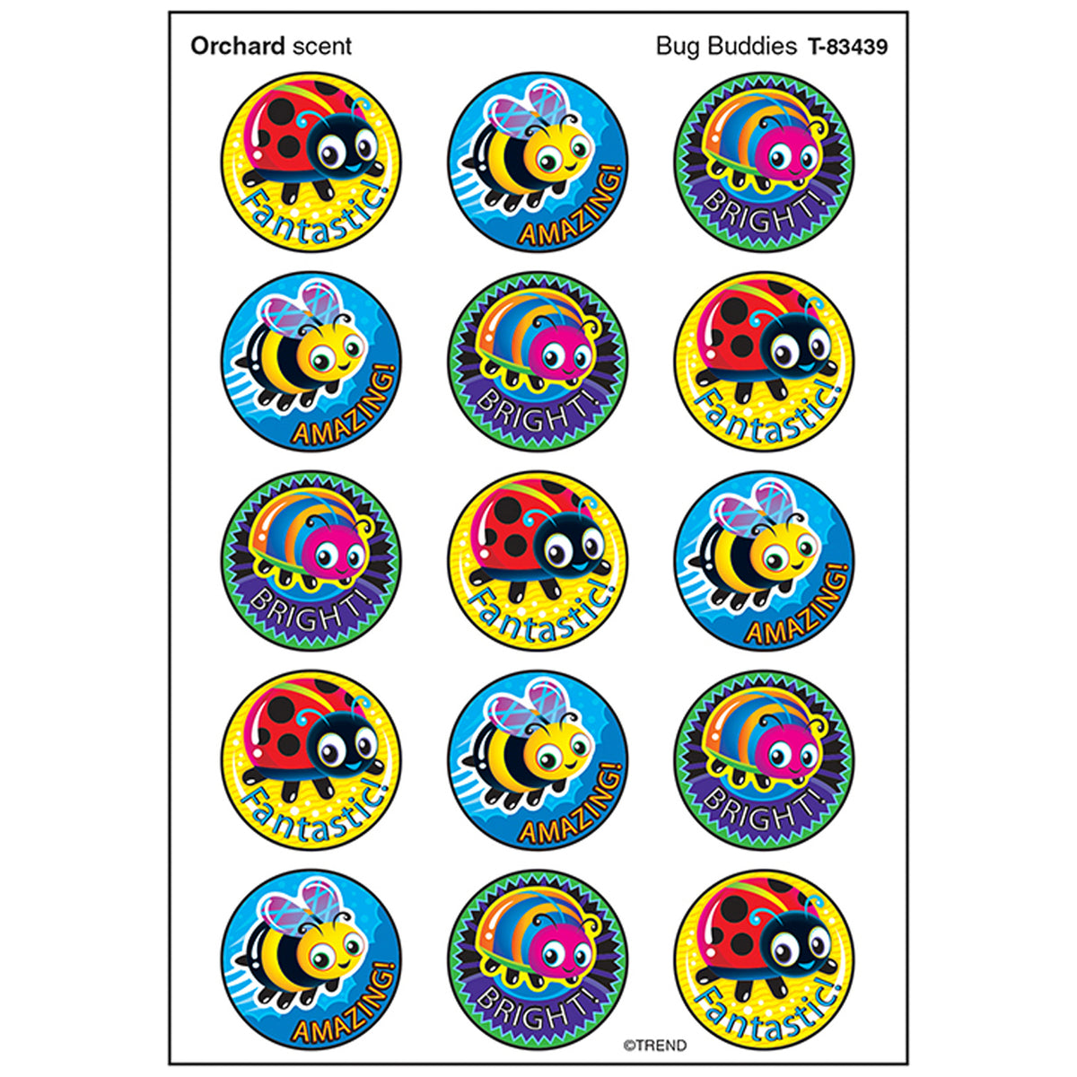 Trend Enterprises Bug Buddies Stinky Stickers® (Orchard) – Large Round