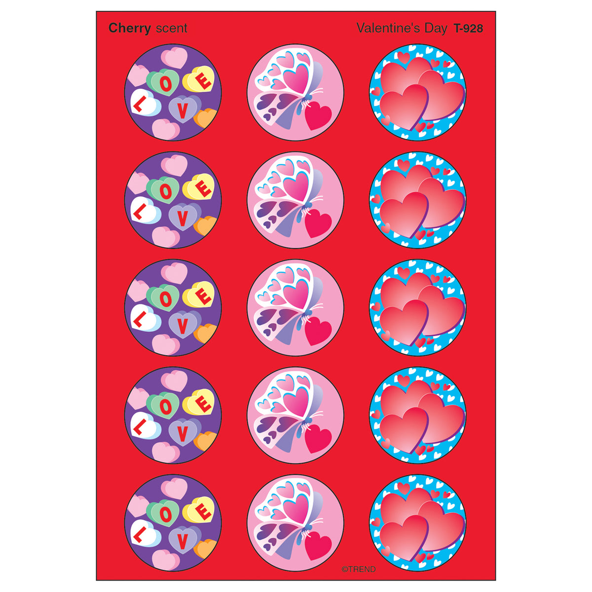 Trend Enterprises Valentine's Day/Cherry Stinky Stickers®–Large Round