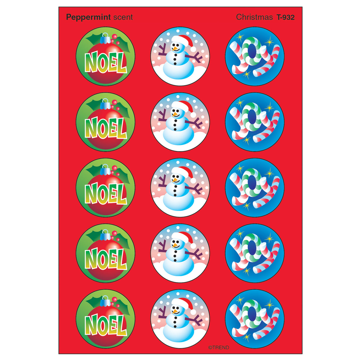 Trend Enterprises Christmas/Peppermint Stinky Stickers®–Large Round