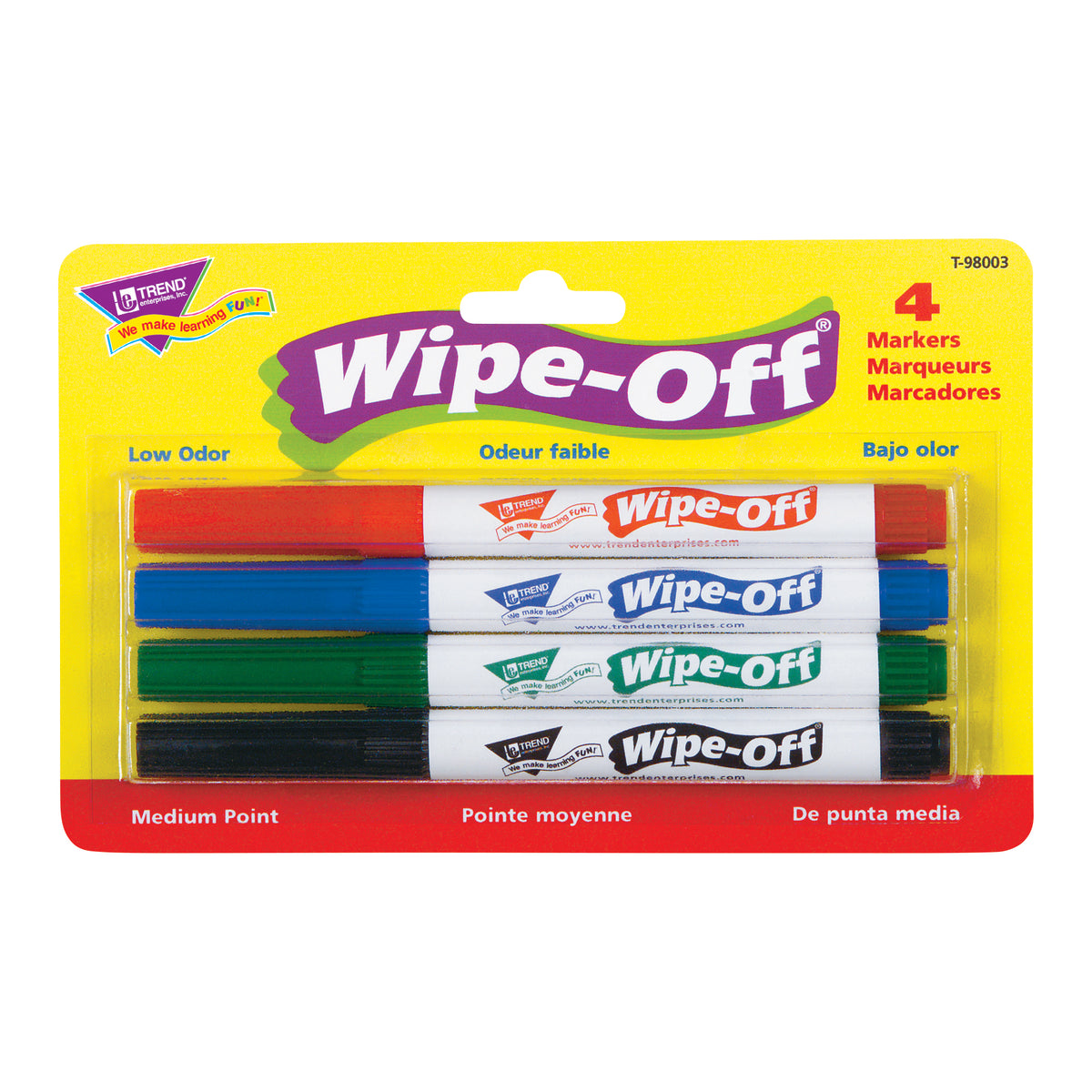 Trend Enterprises 4-Pack Standard Colors Wipe-Off® Markers