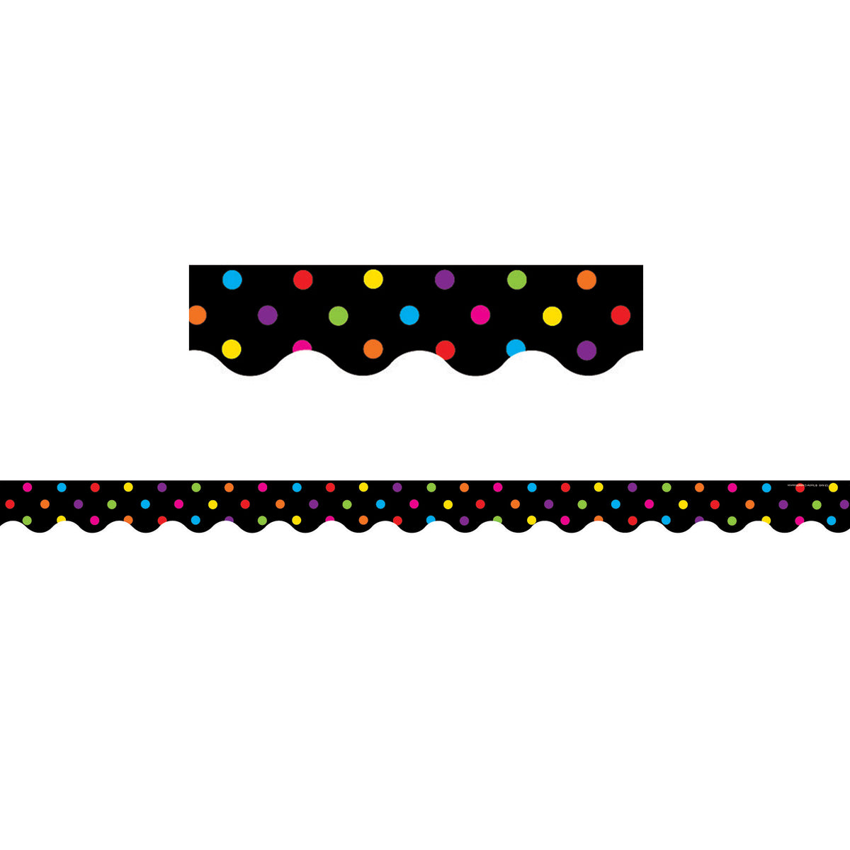 Teacher Created Resources Multicolor Dots on Black Scalloped Border Trim