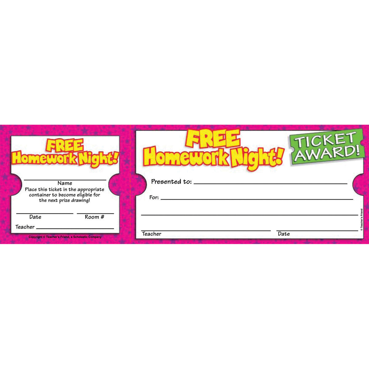 Scholastic Free Homework Night Ticket Awards