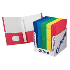 School Grade Twin Pocket Folders with Fasteners, 100 Per Box