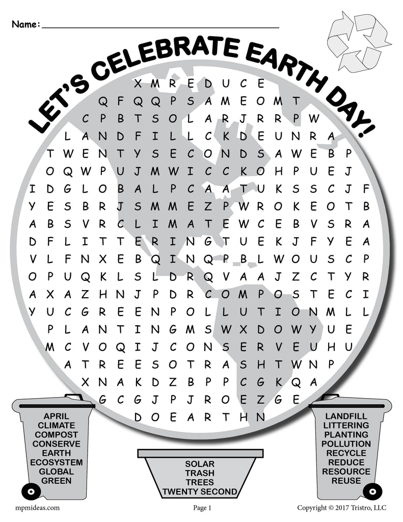 FREE Printable Earth Day Word Search!