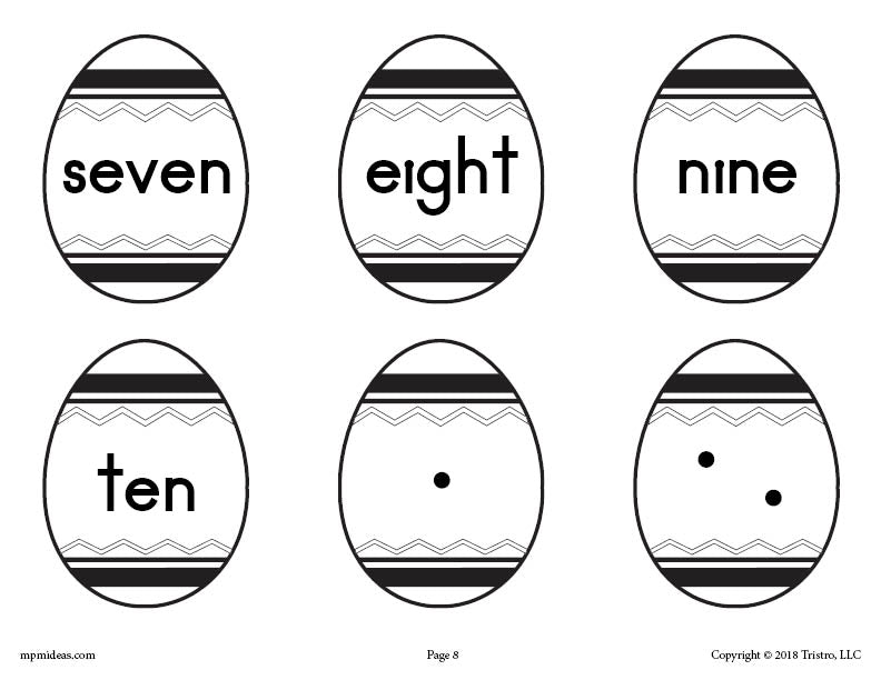 Printable Easter Matching Game & Activity Numbers 1-10!