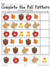 FREE Printable Fall Pattern Worksheet!