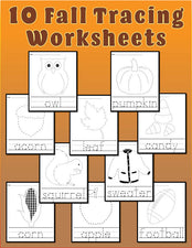10 Printable Fall Tracing & Handwriting Worksheets!