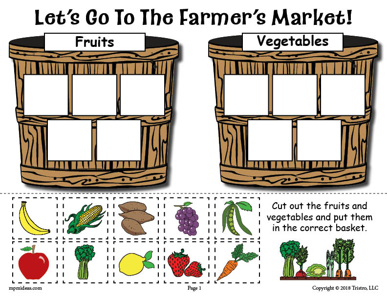 FREE Printable Fruits and Vegetables Sorting Worksheet!