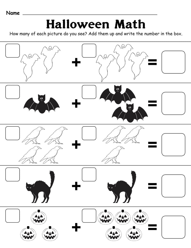 FREE Printable Halloween Themed "Addition With Pictures" Worksheet!