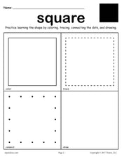 FREE Square Shape Worksheet: Color, Trace, Connect, & Draw!