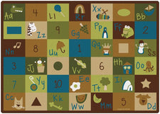 Nature Learning Blocks Alphabet & Numbers Classroom Rug, 4'5" x 5'10" Rectangle