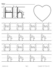 FREE Printable Letter H Tracing Worksheet With Number and Arrow Guides!