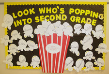 "Look Who's Poppin'!" Welcome Back-to-School Popcorn Bulletin Board Idea