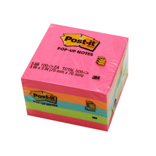 Pop-Up Notes 3 x 3 100 Sheets/Pk 5Pd/Pk Neon