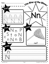 FREE Letter N Worksheet: Tracing, Coloring, Writing & More!