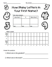 Math Center Activity - How Many Letters in Your First Name?