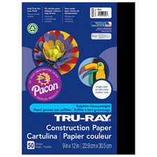 Tru-Ray® Construction Paper, 9" x 12" Black