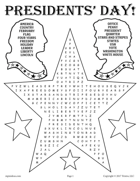 FREE Printable Presidents #39 Day Word Search SupplyMe