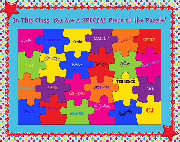 Puzzle Pieces Bulletin Board Set for Back to School or New Years