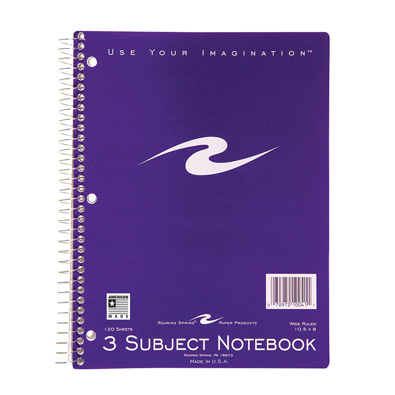 3-Subject Spiral Notebook, 120 Pages