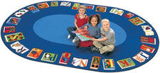 Reading By The Book Alphabet Classroom Circle Time Rug, 6'9" x 9'5" Oval