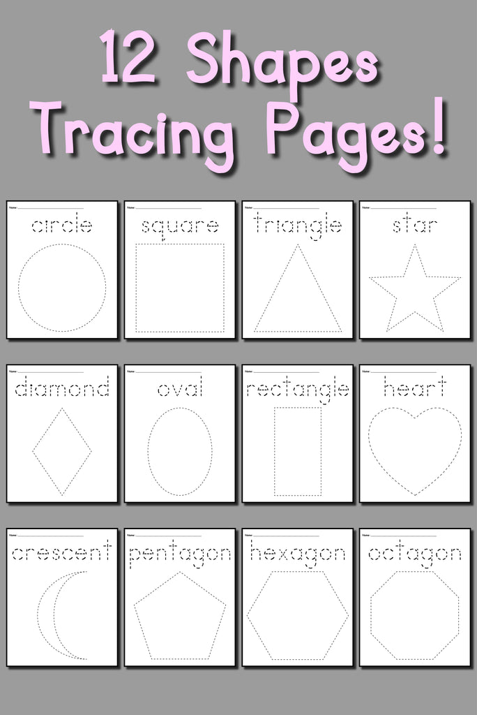 12 Shapes Tracing Worksheets!