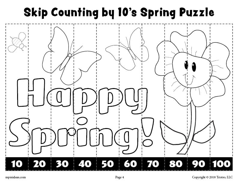 FREE 8 Printable Spring Counting Worksheets: Counting 1-10 & Skip Counting By 2, 5, and 10!