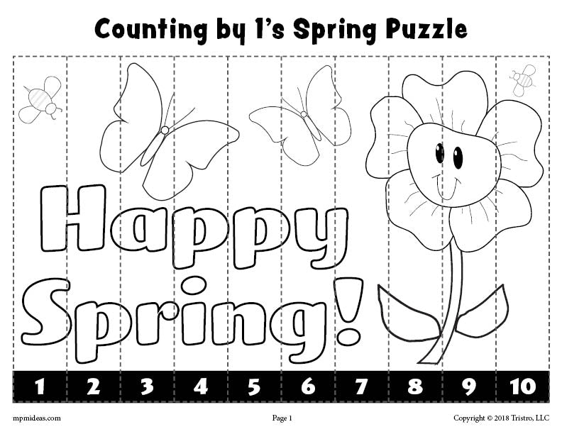 FREE 8 Printable Spring Counting Worksheets: Counting 1-10 & Skip Counting By 2, 5, and 10!
