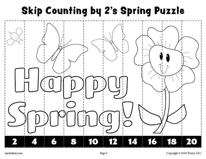 FREE 8 Printable Spring Counting Worksheets: Counting 1-10 & Skip Counting By 2, 5, and 10!