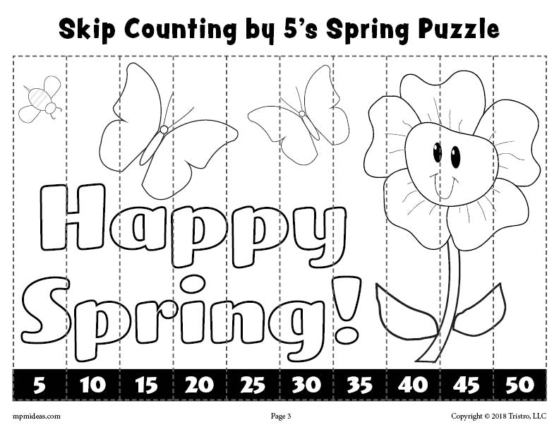 FREE 8 Printable Spring Counting Worksheets: Counting 1-10 & Skip Counting By 2, 5, and 10!