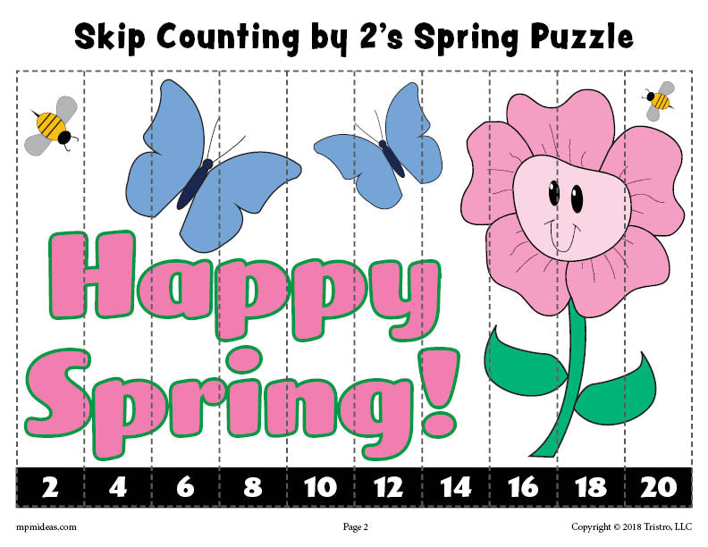 FREE 8 Printable Spring Counting Worksheets: Counting 1-10 & Skip Counting By 2, 5, and 10!