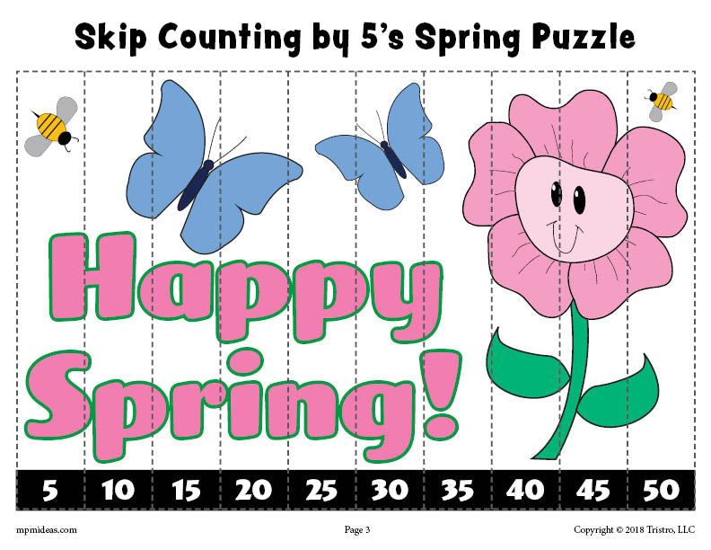 FREE 8 Printable Spring Counting Worksheets: Counting 1-10 & Skip Counting By 2, 5, and 10!