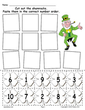 FREE Printable St. Patrick's Day Shamrock Number Ordering Worksheet Numbers 1-10!