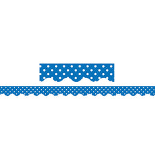 Blue Mini Polka Dots Scalloped Border Trim